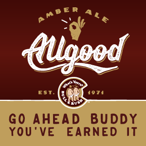 SubBrand Logo for Allgood Amber Ale - Go Ahead, Buddy.  You've Earned It, by Bull & Bush Brewery, Glendale, CO