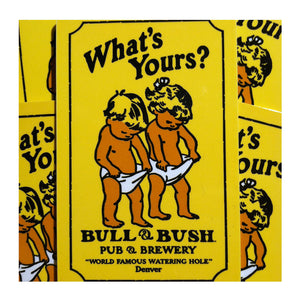 Product Image - Gift Cards - a collection of Bull & Bush Brewery gift cards scattered, each featuring the image from the "Babies" poster.
