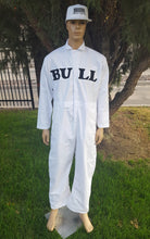Load image into Gallery viewer, Product Image - Jumpsuit - White &quot;Bull&quot; or &quot;Bush&quot; jumpsuit with Bull &amp; Bush Brewery &quot;Babies&quot; branding embroidered on back.
